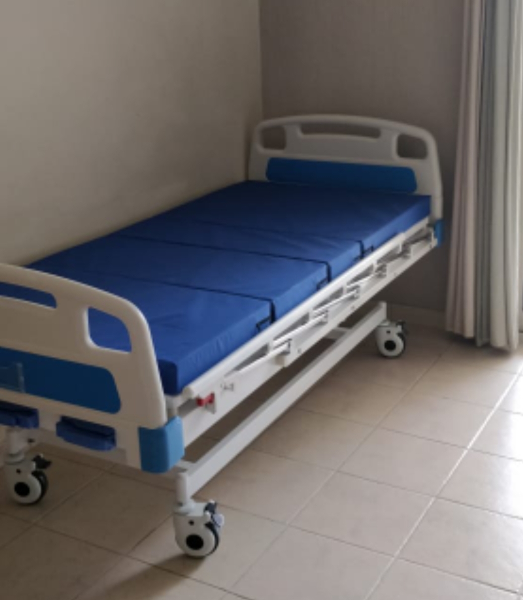 3 Crank Manual Hospital Bed Includes Mattress and IV Stand